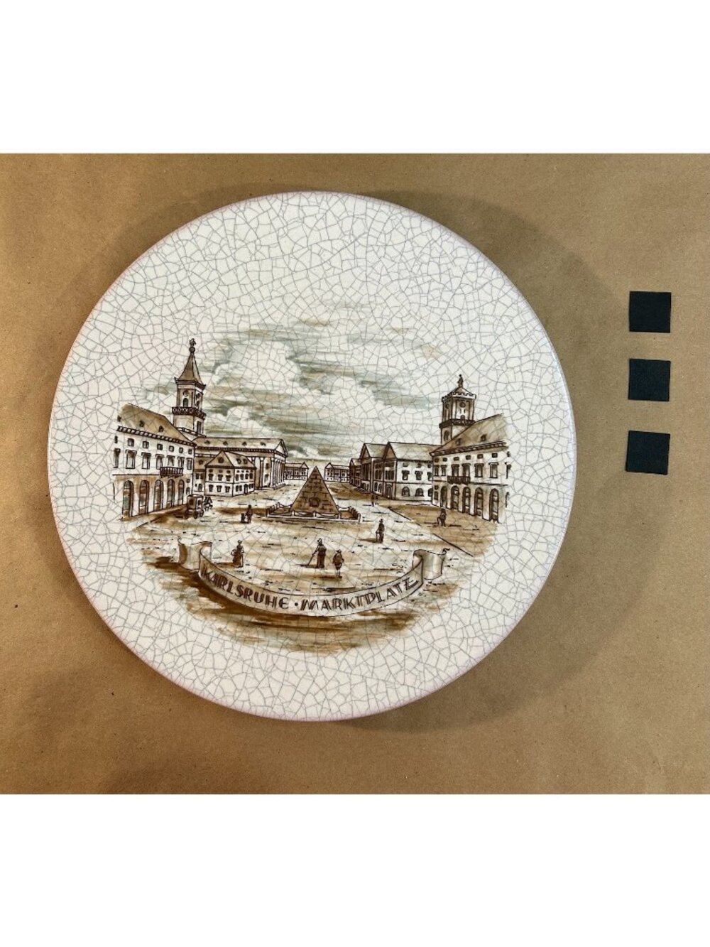 Karlsruhe Majolica-Decorative/Hanging Plate-Karlsruhe Marketplatz-12"